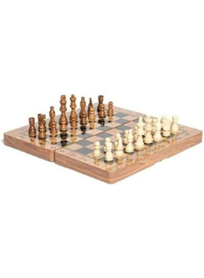 لعبة شطرنج خشبية 3 في 1 ، لوحة شطرنج قابلة للطي مع قطع شطرنج، لعبة ذكاء استراتيجية، مجموعة ألعاب سفر محمولة - Image 4